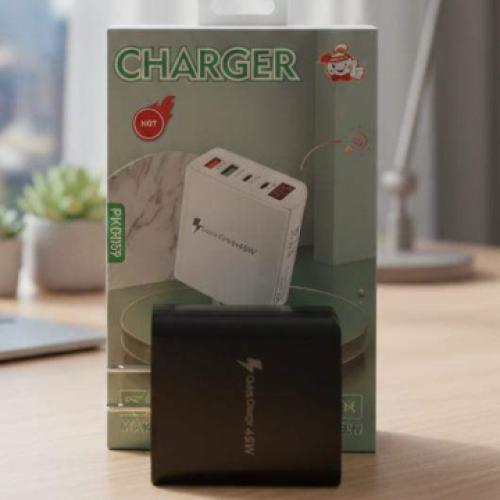 Electronico Cargador  45W (con medidor de Voltaje y Amperaje) Negro