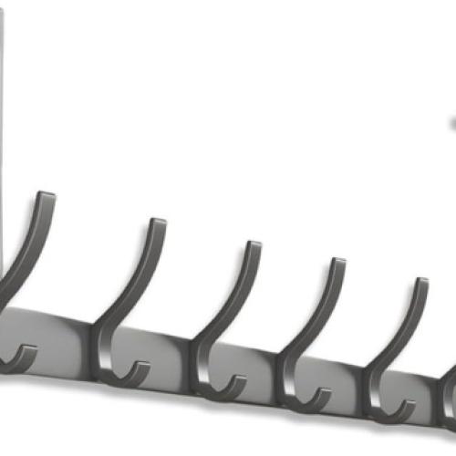 Hogar Baño Gancha para Ropa atrás Puerta 7 Pin 49*26*4.6cm (Gris)